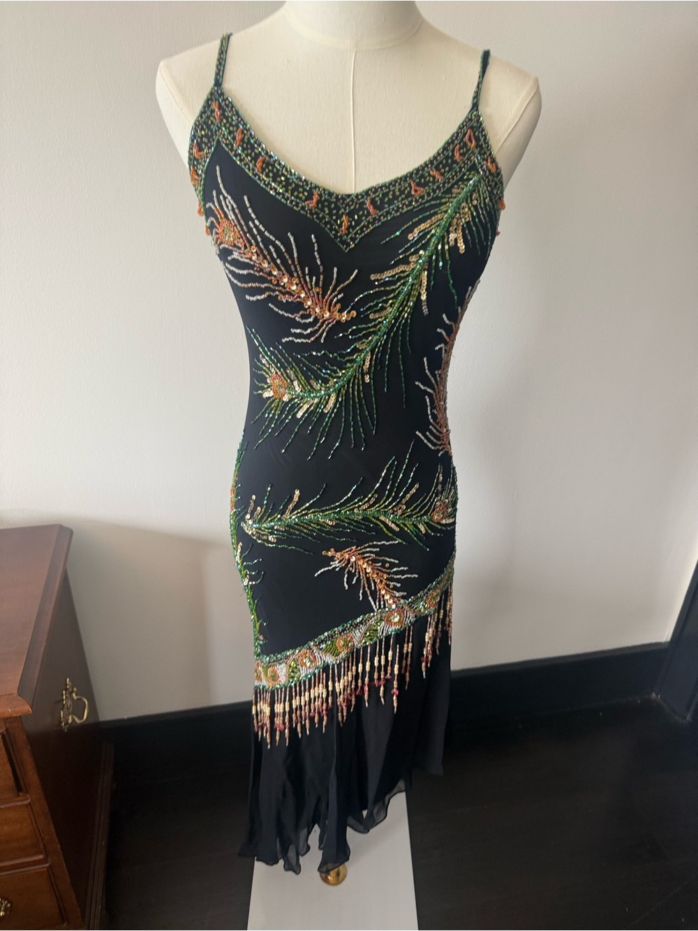 INSANE Embellished Black Beaded Evening Slip Dress